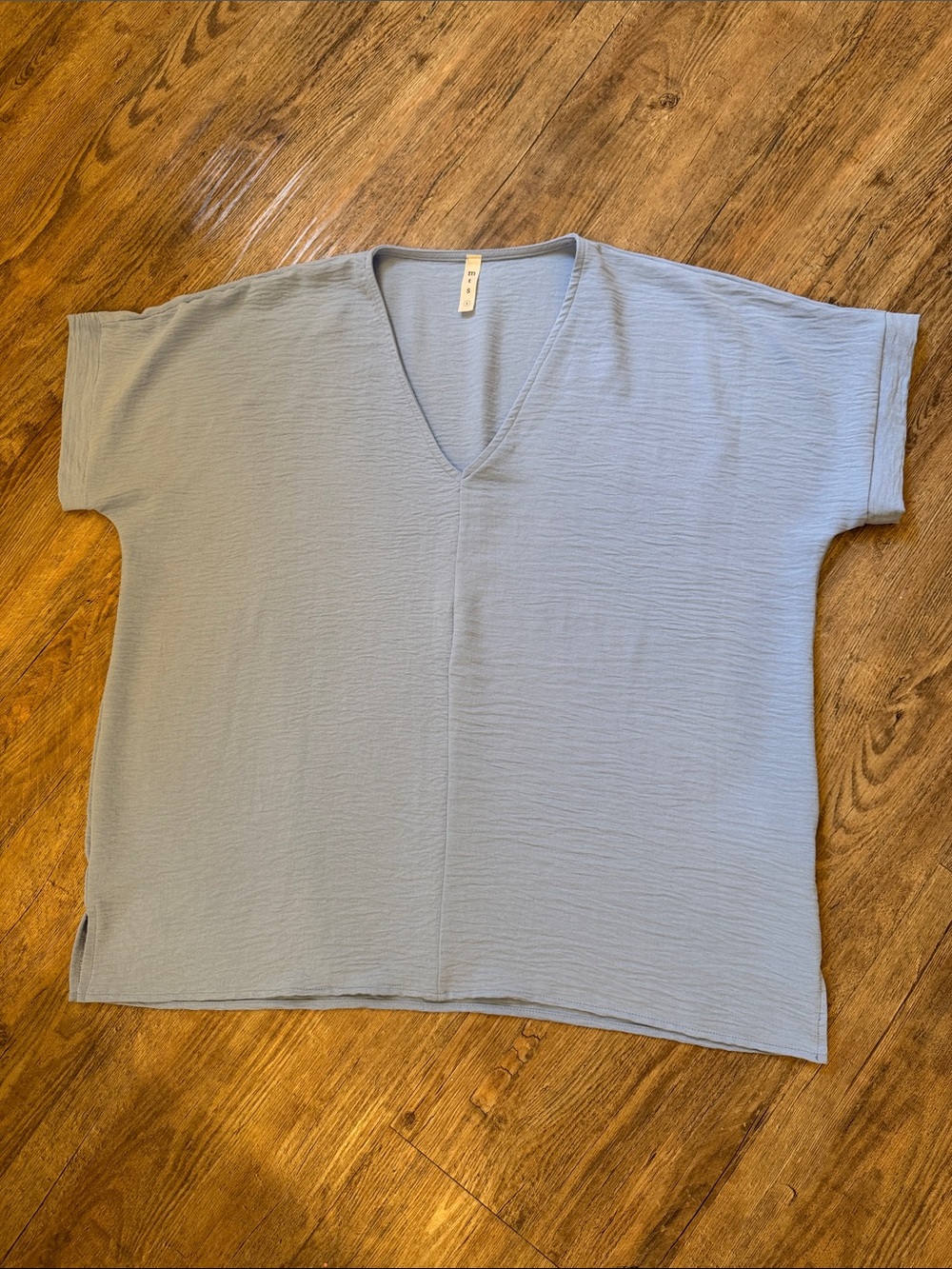 mts Boxy V-Neck Tunic Top in Pale Blue (Boutique)